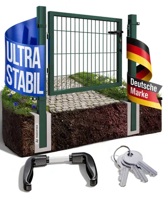 Produktbild von Gartentor Gartentür Zauntür Zauntor Gartenpforte Quadratrohr Anthrazit Grün mit Schloss V2Aox, Farbe / Türhöhe:Grün / 80 cm