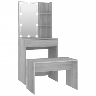 Produktbild von Schminktisch-Set mit LED Grau Sonoma Holzwerkstoff