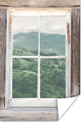 Produktbild von MuchoWow® Poster Aussicht - Berg - Holz 120x180 cm - Kunstposter