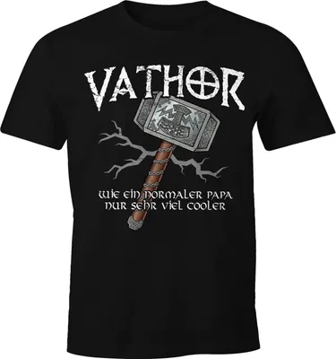 Produktbild von Herren T-Shirt cooler Papa Vathor Fun-Shirt Spruch lustig Thor Parodie Geschenk Papa Vatertag Moonworks® schwarz L