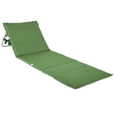 Produktbild von ONVAYA Premium Strandmatte Khaki 2cm gepolstert mit Rückenlehne | Strandliege faltbar | Strandmatratze dunkelblau | Sonnenmatte mit Tragegurt | 161 x