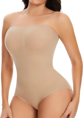 Produktbild von Joyshaper Damen Trägerloser Body Shapewear Bodysuit mit Abnehmbarer Trägern Bauchweg Body Shaper Taillenformende Miederbody