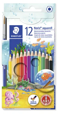 Produktbild von STAEDTLER Noris 144 10 wasservermalbarer Buntstift Etui mit 12 Farben und Pinsel