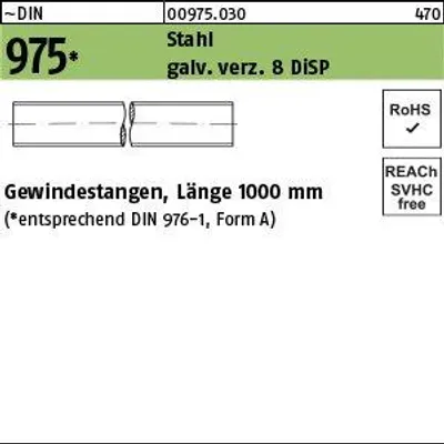 Produktbild von DIN 975 Gewindestange VG M8x1000 Stahl dickschichtpassiviert
