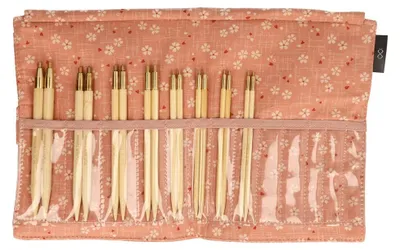 Rundstricknadel-Set, Bambus, Rosa, Mittelgroß/Groß