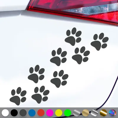 Produktbild von PantherPixel Katzenpfoten Aufkleber Hundepfoten Tiere Tatzen Sticker Auto Geschenkidee Farbe Dunkelgrau