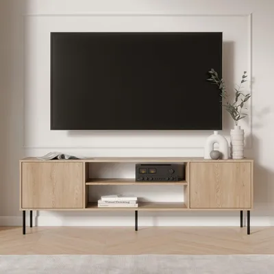 Image de Rainerio - Meuble TV, 180x40x60h cm Marron, une Étagère