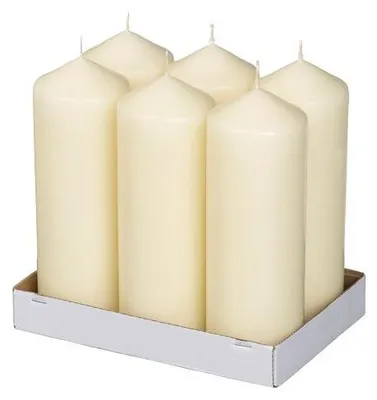 Immagine prodotto di Candele cilindriche neutre Bolsius, confezione da 6, dimensioni 198/68, colore avorio