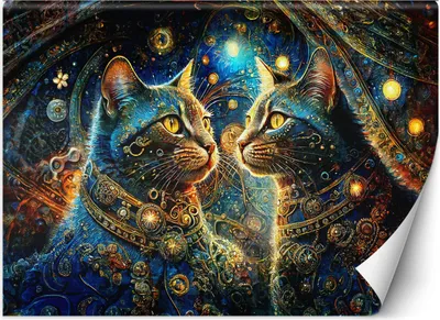 Produktbild von Vlies fototapete Katze Tiere Abstraktion 250x175 cm Feeby Lila inkl. Kleber einfache Montage