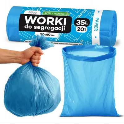 Müllsäcke Papier 35L 20 Stück blau – recycelt Abfallsäcke für Mülltrennung Recycling