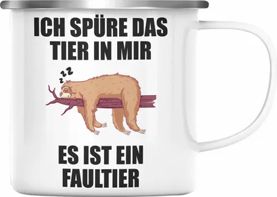 Produktbild von Trendation - Lustige Emaille Tasse mit Spruch Mitarbeiter Faultier Geschenk Arbeitskollege Männer Frauen (Silber)