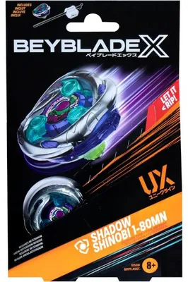 Image de Toupie beyblade x shadow shinobi 1-80mn ux - type défense - pack toupie et lanceur - hasbro g1539