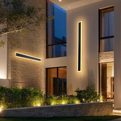 Produktbild von LED Außenwandleuchte - Lineare Wandlampe - 100 cm Lang - Modernes Design - 3000 K Warmweiß - IP65 Wasserdicht - 2er-Set