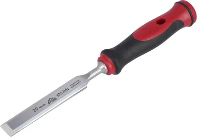 Produktbild von Stemmeisen mit rot-schwarzem 2K-Griff, 20mm, STUBAI Profi Stechbeitel zur präzisen Holzbearbeitung, Stecheisen für Schreiner Tischler