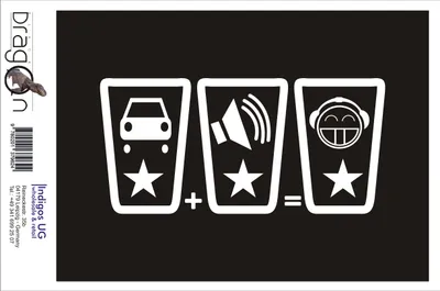 Produktbild von Aufkleber / Autoaufkleber - JDM / Die cut / Auto / OEM - Car with sound make happy - 210X100mm weiß - Heckscheibe / Heckscheibenaufkleber