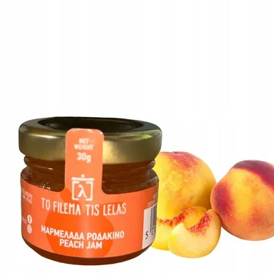 Produktbild von Griechische Pfirsichmarmelade 80% Frucht, 30 g – Traditionelle Marmelade aus Griechenland im Glas