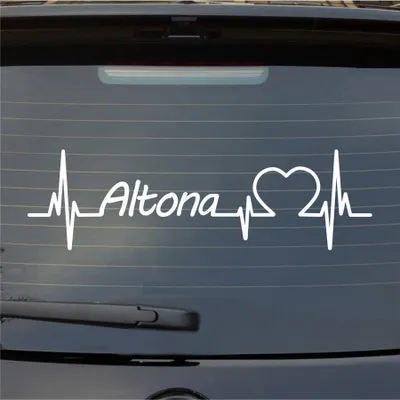 Produktbild von Heckscheibenaufkleber Altona Herzschlag Puls Stadt Liebe 55x16 cm Weiss Matt Auto Aufkleber Sticker