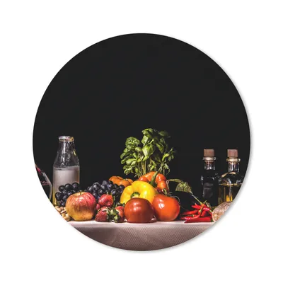 Produktbild von MuchoWow® Mauspad Mousepad Stilleben - Essen - Trinken - Obst - Schwarz 30x30 cm - Mousepads - Maus Mat - Pad - Mausunterlage - Tischunterlage - Schreibtischmatten