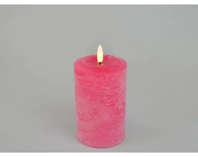 Productafbeelding van Branded LED-kaars, stompmodel, Ø 7,6 × 12 cm - Roze