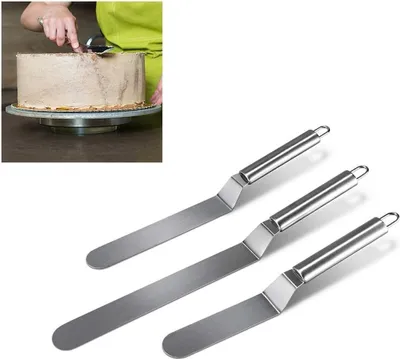 Produktbild von Winkelpaletten 3er Set - 6/8/10 inch - Streichpalette/Tortenspachtel - zum Einstreichen, für Tortendeko, zum Backen
