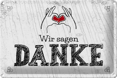 Produktbild von Blechschild Spruch wir sagen danke Herz 30x20cm