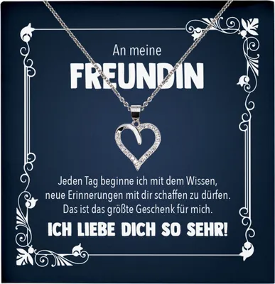 Produktbild von 22Feels Echt Silber Halskette - Freundin Geschenk Frauen Schmuck Set Jahrestag Valentinstag  Geburtstag Weihnachten - Herz Anhänger, Karte