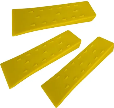 Produktbild von 3er Set 250mm Forstkeil Holz Fällkeil ABS Kunststoff gelb Holzspaltkeil