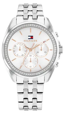 Produktbild von Tommy Hilfiger Multi Zifferblatt Quarz Uhr für Damen mit Silbernes Edelstahlarmb