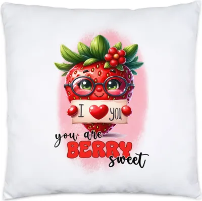 Produktbild von I Love You You Are Berry Sweet Erdbeeren Liebe Spruch Kissen inkl. Füllung