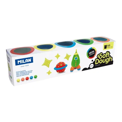 Zdjęcie produktu dla Milan 913505N, Ciasto do modelowania, Wielobarwny, Dziecko, 5 szt., Plastikowe wiaderko, 5 kol.
