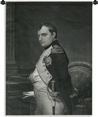 Produktbild von MuchoWow® Wandteppich Wandbehang Schwarz-weiß Illustration von Napoleon Bonaparte stehend 90x120 cm Tapisserie Dekoration Wandtuch - Wanddeko