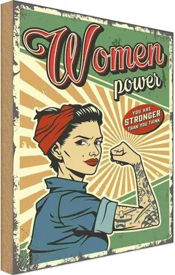Produktbild von vianmo Holzschild 18x12 cm Pinup women power Girl stronger Pin Up