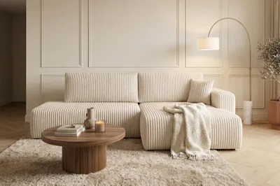 Produktbild von Kaiser Möbel Ecksofa mit Schlaffunktion und Bettkasten, Cordstoff Tilia, Ecru, Rechts, OPEN XL