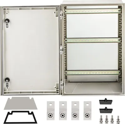 Zdjęcie produktu dla Obudowa stalowa NEMA, 60 x 40 x 23 cm Skrzynka rozdzielcza NEMA 4X z włókna szklanego, IP66 wodoszczelna i pyłoszczelna, elektryczna skrzynka przyłączeniowa do użytku zewnętrznego/wewnętrznego, z płytą montażową