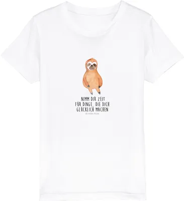 Produktbild von Mr. & Mrs. Panda Kleinkinder T-Shirt Faultier Zufrieden 12-14 Jahre (152/164) - Weiß - Geschenk, Baumwoll Kinder, Kleinkind, Happy, Teenager, Glück, Kindershirt, Pause