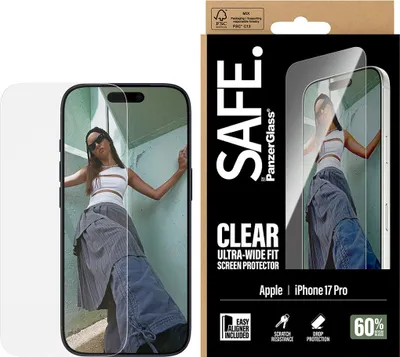 Produktbild von PanzerGlass SAFE. by ® Displayschutz iPhone 17 Pro | Ultra-Wide Fit m. EasyAligner, Apple, Apple - iPhone 17 Pro, Trockene Anwendung, Kratzresistent, Schockresistent, Transparent, 1 Stück(e)