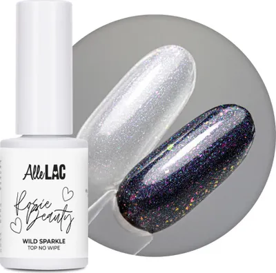 Immagine prodotto di Top con effetto decorativo grazie alle particelle rosa e viola. Wild Sparkle Top (senza sfumatura). AlleLac x Rosie Beauty, 6 g.