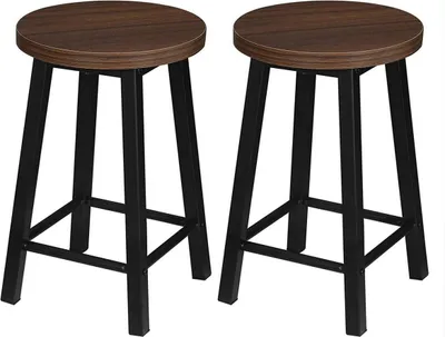 Produktbild von Kleine Barhocker – 45cm – Braun – 2er Set – Küchenbarstuhl – Holz & Metall