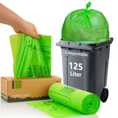 Image de Elzusha - Sacs poubelle compostables, 125 litres, extra épais