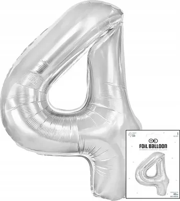 Obrázek produktu pro fóliový balónek číslo 4 stříbrný na narozeninovou oslavu 40cm