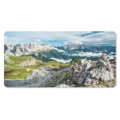 Produktbild von MuchoWow® Schreibtischunterlage Alpen - Felsen - Gras 80x40 cm - XXL Mauspad - Gaming Mauspad