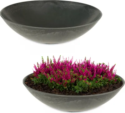 Produktbild von Flache Pflanzschalen für draussen Dekoschalen rund schwarz 28 cm