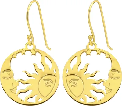Produktbild von 925 Sterling Silber Ohrhaken Ohrhänger vergoldet mit Mond und Sonne