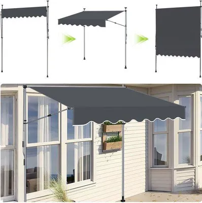 Imagen del producto de Luifel de 400 cm - Parasol ajustable - Protección UV e impermeable para balcón, terraza y jardín - Color antracita