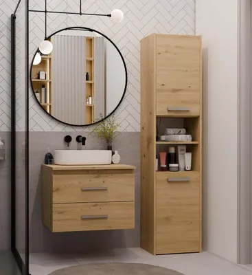 Imagen del producto de Mueble bajo lavabo para baño NEL 60, con 2 cajones, en roble artesanal