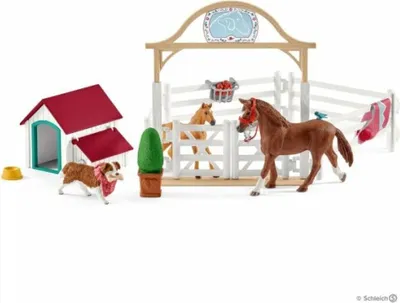 Productafbeelding van Schleich Horse Club, Hannah's gastpaarden met hondje Ruby, artikelnummer 42458
