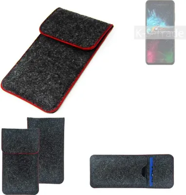 Produktbild von K-S-Trade Handy Schutz Hülle kompatibel mit Ulefone Note 12 Schutzhülle Handyhülle Filztasche Pouch Tasche Case Sleeve Filzhülle dunkelgrau roter