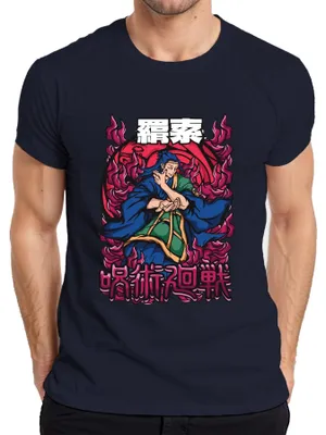 Productafbeelding van Jujutsu Kaisen Anime, Vlammenmagiër, Japans Manga, Anime-esthetiek, Heren T-shirt, Marineblauw, Maat S
