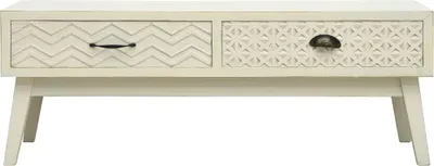 Obrázek produktu pro vidaXL Konferenční stolek se 2 zásuvkami Carving Grey 110x50x40 cm Dřevo
