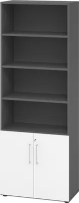 Produktbild von bümö smart Kombischrank - 2 plus 4 Ordnerhöhen - Nachbildung: Graphit/Weiß
